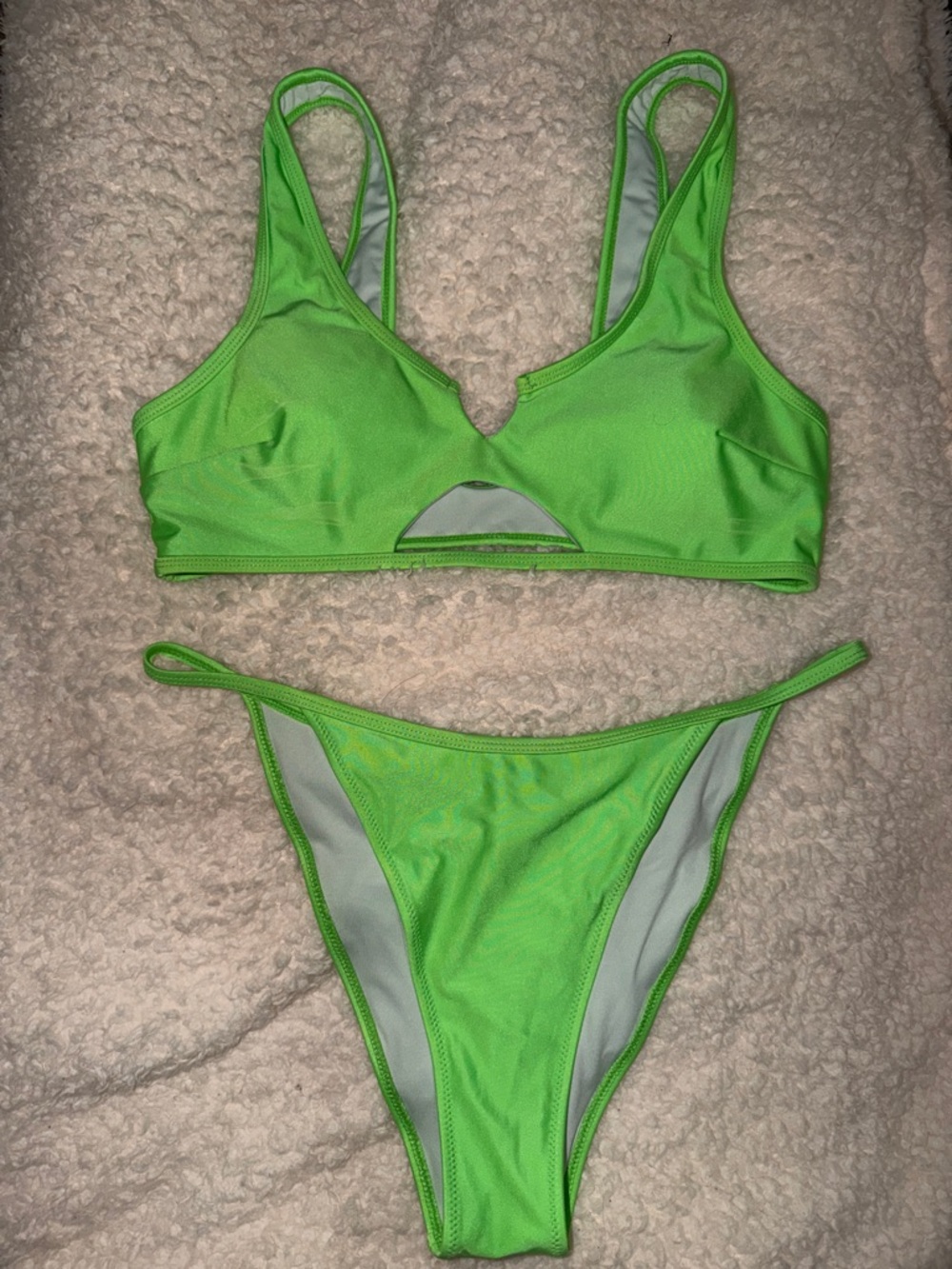SHEIN Neon Green V-Cut Bikini Set